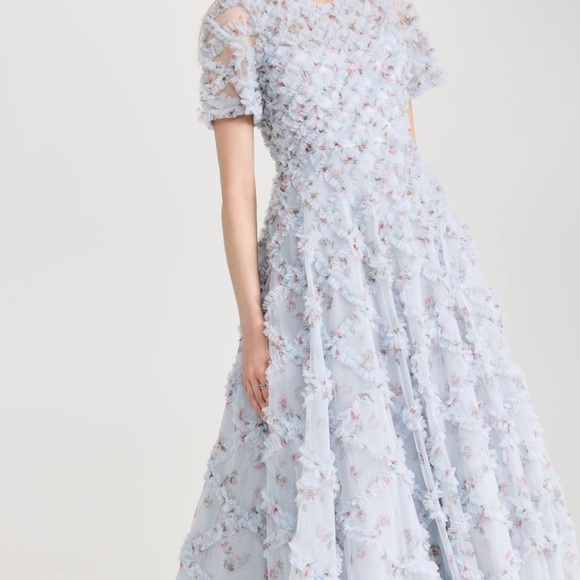 Light blue Needle & Thread Scatter Ditsy Evelyn Backless Gown - Picture 3 of 6